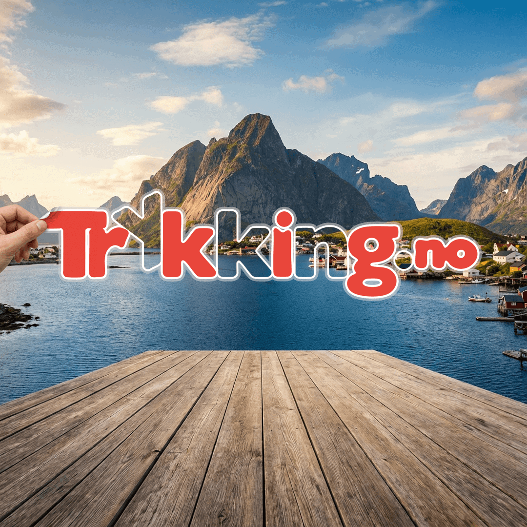 Logo for Trykking.no med fjord og fjell i bakgrunnen.
