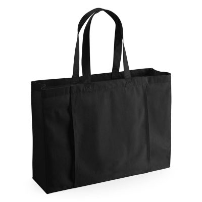 Svart stoffveske for reklame og markedsføring, miljøvennlig design.